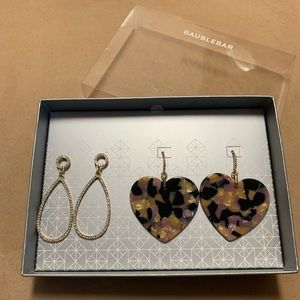 BaubleBar | Heart and Pave Drop Earring Set